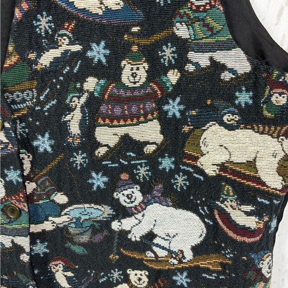 ‼️final must bundle‼️ Vtg Paul Harris Design Vest Polar Bear Holiday Gobelin - Picture 4 of 4